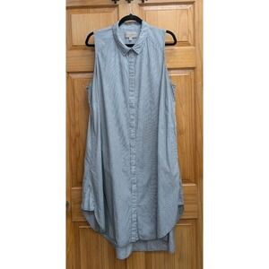 Philosophy Women Dress Size 2X Sleeveless Side Pockets Strips Button Front